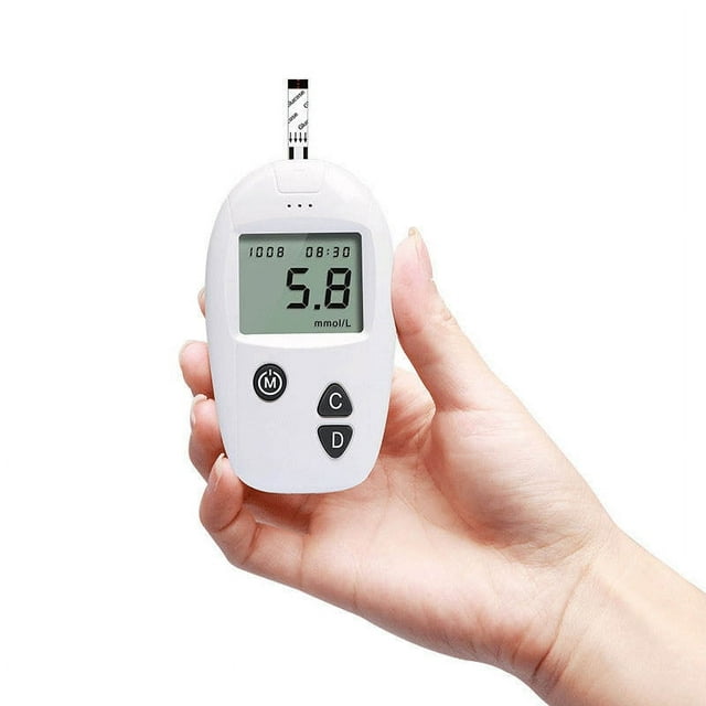 Kit de monitor de glucosa en sangre: kit de prueba de diabetes con 1 glucómetro, tiras reactivas de glucosa en sangre, dispositivo, lancetas, estuche de viaje para medidor de glucosa y suministros par