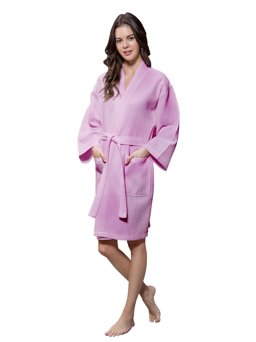 Lightweight Cotton Blend Women Waffle Kimono Spa Robe (Small/Medium