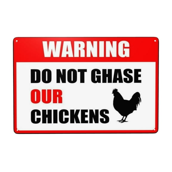 Warning Chicken Coop Sign Do Not Chase Our Chickens Signs Tin Sign Warning Metal Sign Vintage Sign Wall Decor for Home Farm Bar Coffee Shop Club Decoration 8x12 Inch