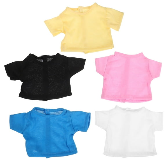 LOLIPPYY 5-Pack Assorted Color Short Sleeve T-Shirts for Stuffed Bears Clothes, Soft Cotton Tee for Plush Toys