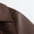 thumbnail image 5 of Defitshape Women's Pu Faux Leather Coat Button Down Pockets Single Breasted Trench Coat Casual Lapel Collar Long Sleeve Fall Top Long Blazer Jacket Coffee X-Large, 5 of 5