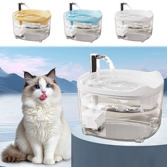 Moocorvic Cat Water Fountain with Detachable Tank, 1.5 L/50.72oz Pet Water Dispenser(Clear, Without Battery)