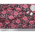thumbnail image 2 of Soimoi Orange polyester Crepe Fabric Leaves & Floral Print Fabric by The Yard 42 Inch Wide, 2 of 3