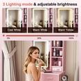 thumbnail image 4 of Fashion Vanity Desk with LED Mirror & Lights, 3-Color Adjustable Brightness, Makeup Table Set with Cushioned Chair, 2 Drawers, White, 4 of 7