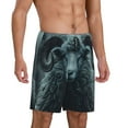 thumbnail image 2 of Balery Moody Ram Portrait Pantalones cortos de pijama de punto de algodón para hombre con cinturilla y bolsillos-XX-Large, 2 of 6