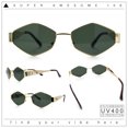 thumbnail image 2 of Hipster Retro Classic Diamond Shape Metal Rim Hustler Sunglasses Gold - Green, 2 of 8