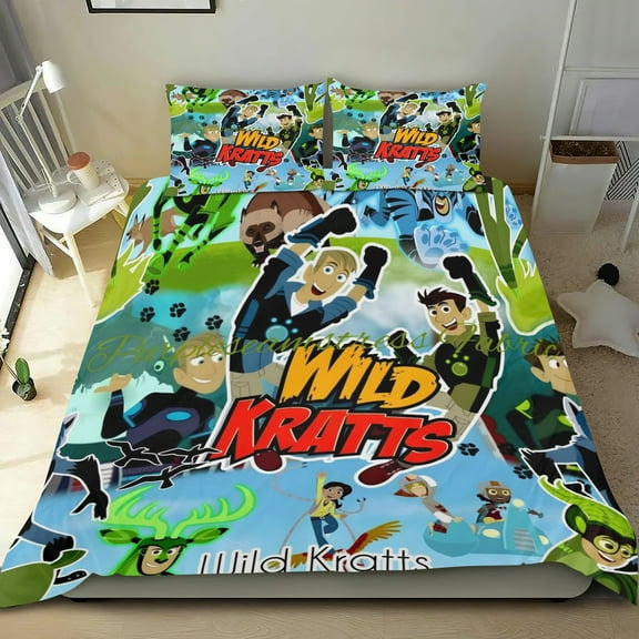 Wild Kratts-themed Bed Sheet Set Three Piece Set Comfortable And Skin Friendly Unique Design Home Decor Gifts For Family Friends fans54x79Inches（135cm*200cm）