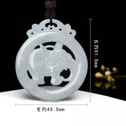 EOEMY Natural Grade A Jade Jadeite Lucky Men Women Elephant Circle Pendant