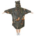 thumbnail image 2 of FORMRS Wearable Blanket Hoodie with Sleeves for Kids Cozy Flannel Sweatshirt, Green Forest Fox Pattern, 2 of 7