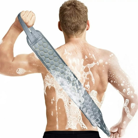 Exfoliating Back Scrubber with Handles, 40 Inch Double-Sided Back Exfoliator Body Scrub Towel, Exfoliating Washcloth Bath Tool for Use in Shower, Back Washer for Men & Women, 2 Pcs