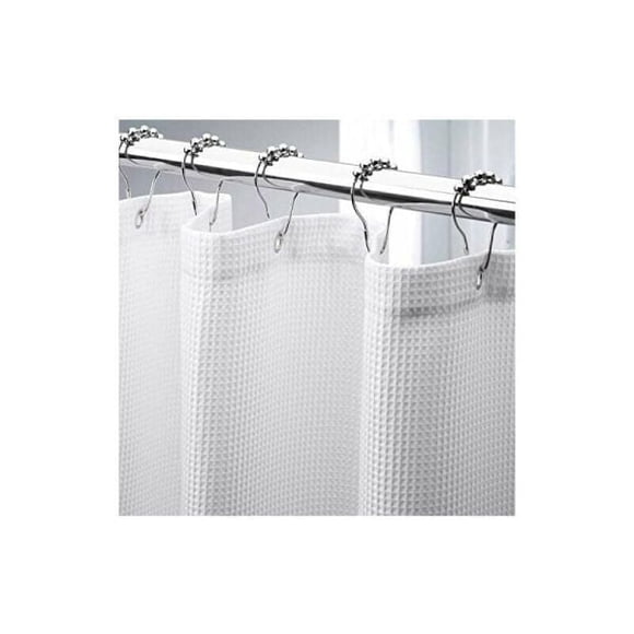 Waffle shower curtain 180 x 210 cm Long, Thickly woven shower curtain in heavy fabric, Hotel quality bathroom shower curtains