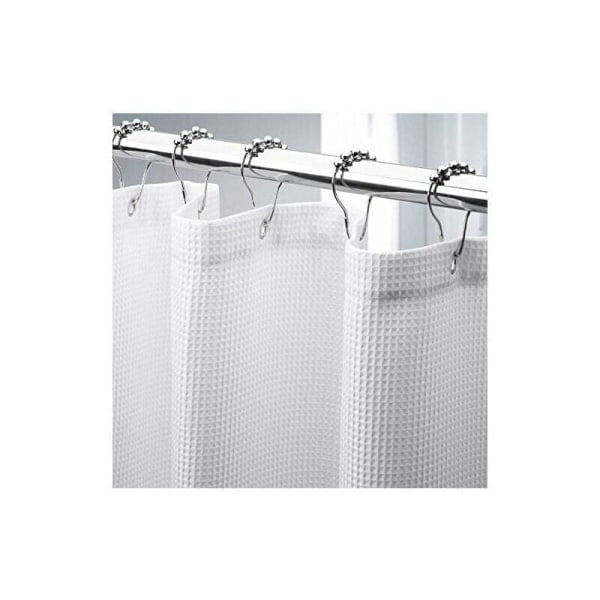 Waffle shower curtain 180 x 210 cm Long, Thickly woven shower curtain in heavy fabric, Hotel quality bathroom shower curtains