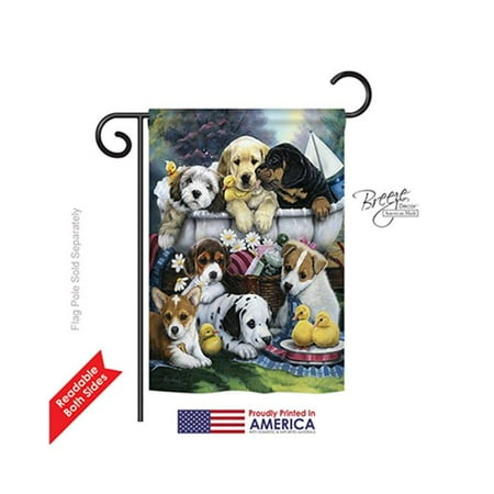 Breeze Decor 60046 Pets Bath Time Puppies 2-Sided Impression Garden Flag - 13 x 18.5 in.