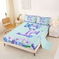 thumbnail image 2 of Castle Fairy Floral Butterfly Letter E Full Size Sheets 4-Piece for Girls,Watercolor Flowers Bed Sheets, 2 of 6