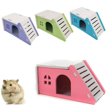 Walbest Hamster Hideout House Wooden Living Hut Exercise Funny Nest Toy for Mouse,Chinchilla,Rat,Gerbil and Dwarf Hamster