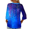 thumbnail image 7 of Tqcoqu Women's Casual Loose Tunic Tops Blouses,V Neck 3/4 Sleeve Floral Print Fit Tops,Blue-D Women's S-XL, 7 of 7