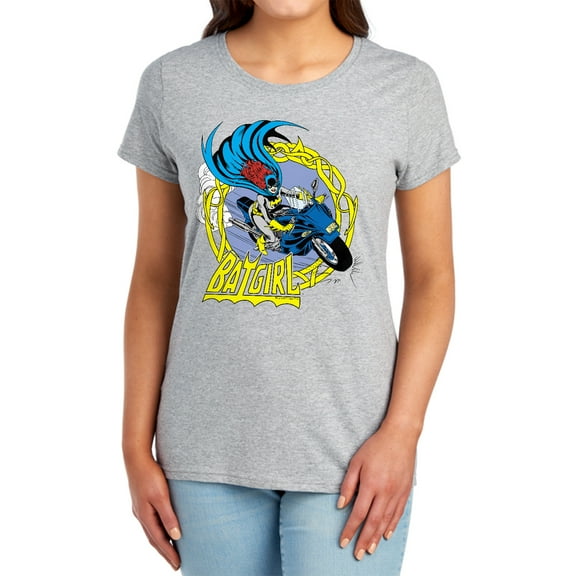 DC Batgirl Motorcycle Women's T Shirt, Athletic Heather, Medium