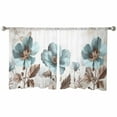 thumbnail image 3 of Vintage Flowers Sheer Curtains 54 Inches Length 2 Panels Set, Window Sheer Curtains for Living Room/Bedroom, Teal Blue Floral Nature Butterfly Light Filtering Rod Pocket Curtain 52'' x 54'' x 2, 3 of 7