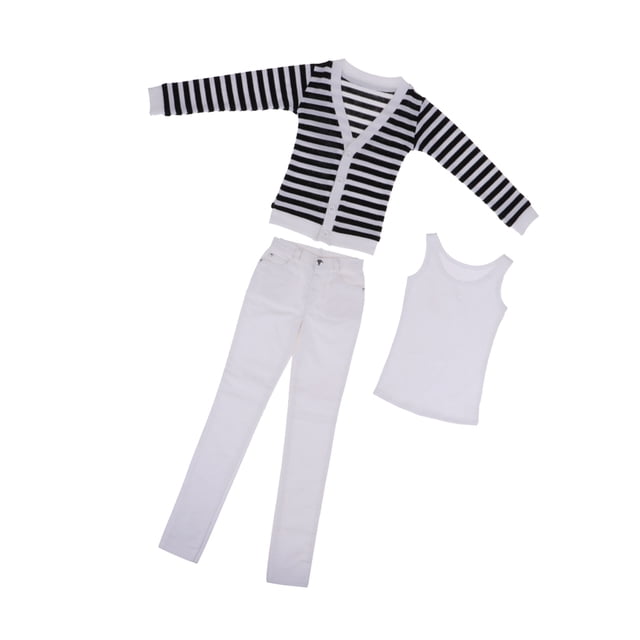 3pcs BJD Fashion Coat Chalt & Jeans Set Para El Accesorio Normal De La Mu?eca Del Tío 70 Cm Sunnimix Traje de ropa de muñeca BJD