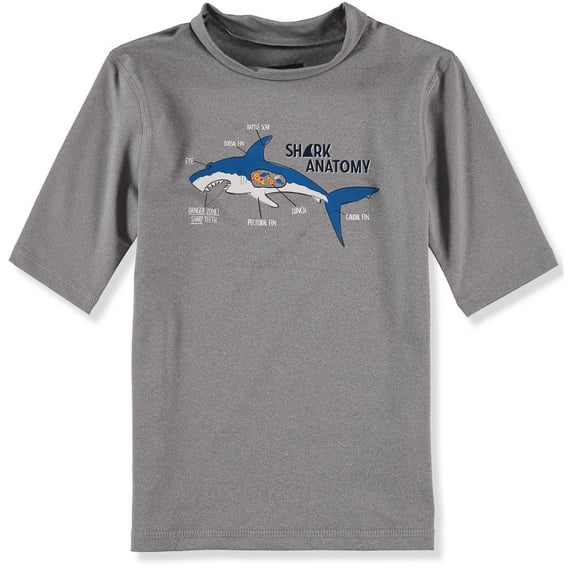 Rash Guard Boys 4-20 Swimwear Rashguard White/Grey 8/10