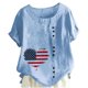 thumbnail image 1 of Camiseta Casual de Manga Corta con Botón de Cuello Redondo de las Mujeres, Tops Cortos para las Mujeres, 1 of 3