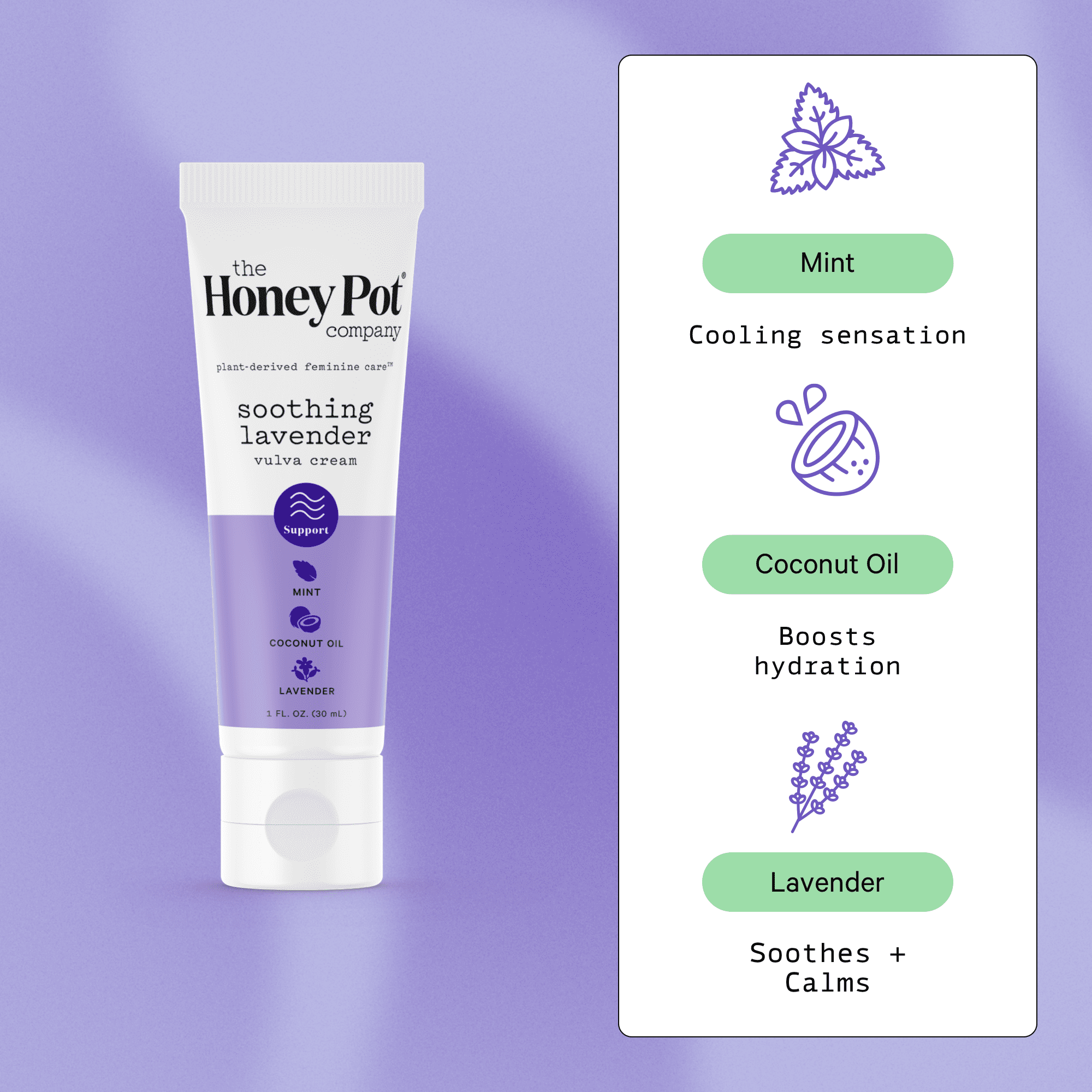 The Honey Pot Company, Soothing Lavender Vulva Cream, 1 fl. oz.
