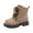 Khaki, variant on Kids Snow Boots Girls Combat Booties Suede Lace up Zipper Winter Outdoor Antislip Lug Sole Short Ankle Boots 11.5 Little Kid Black