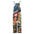 thumbnail image 5 of Feancey 4th of July Overalls for Women Plus Size Sleeveless Wide Leg Jumpsuits Memorial Day Distressed Print Loose Rompers Holiday Casual Patriotic Outfit with Pockets Multicolor 4XL, 5 of 6