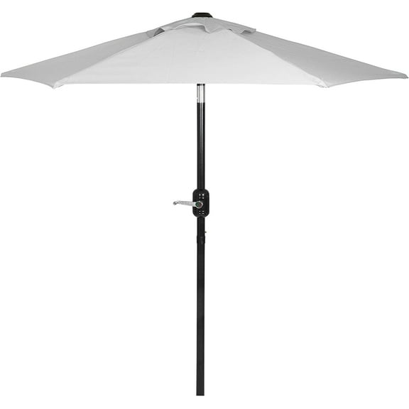 Punchau 6.5 Ft Gray Market Patio Umbrella, UV Resistant, Water-Resistant