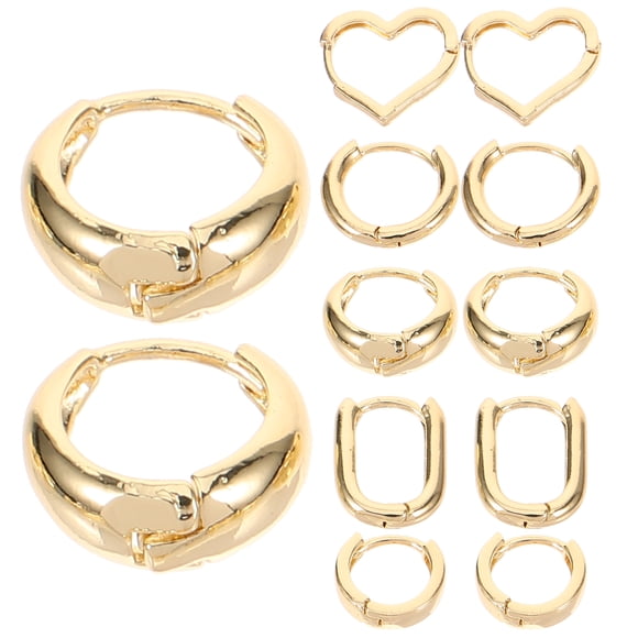 SEWACC 5 Pairs Earrings Sets for Women Golden Alloy Minimalist Durable Jewelry Special Occasions