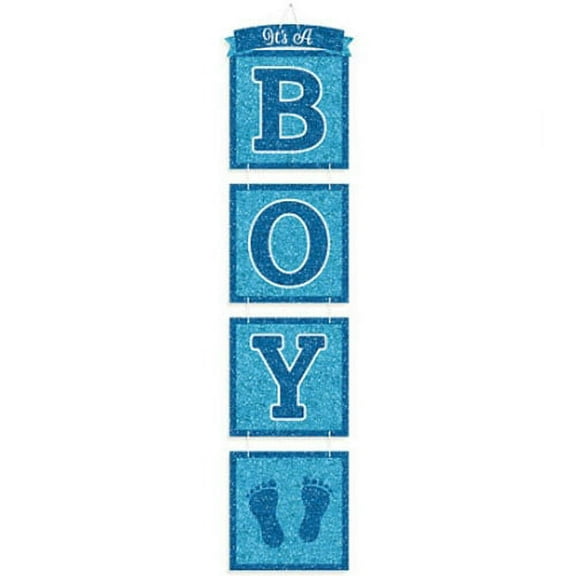 Baby Shower 'Baby Boy' Deluxe Glitter Hanging Decoration (1ct)