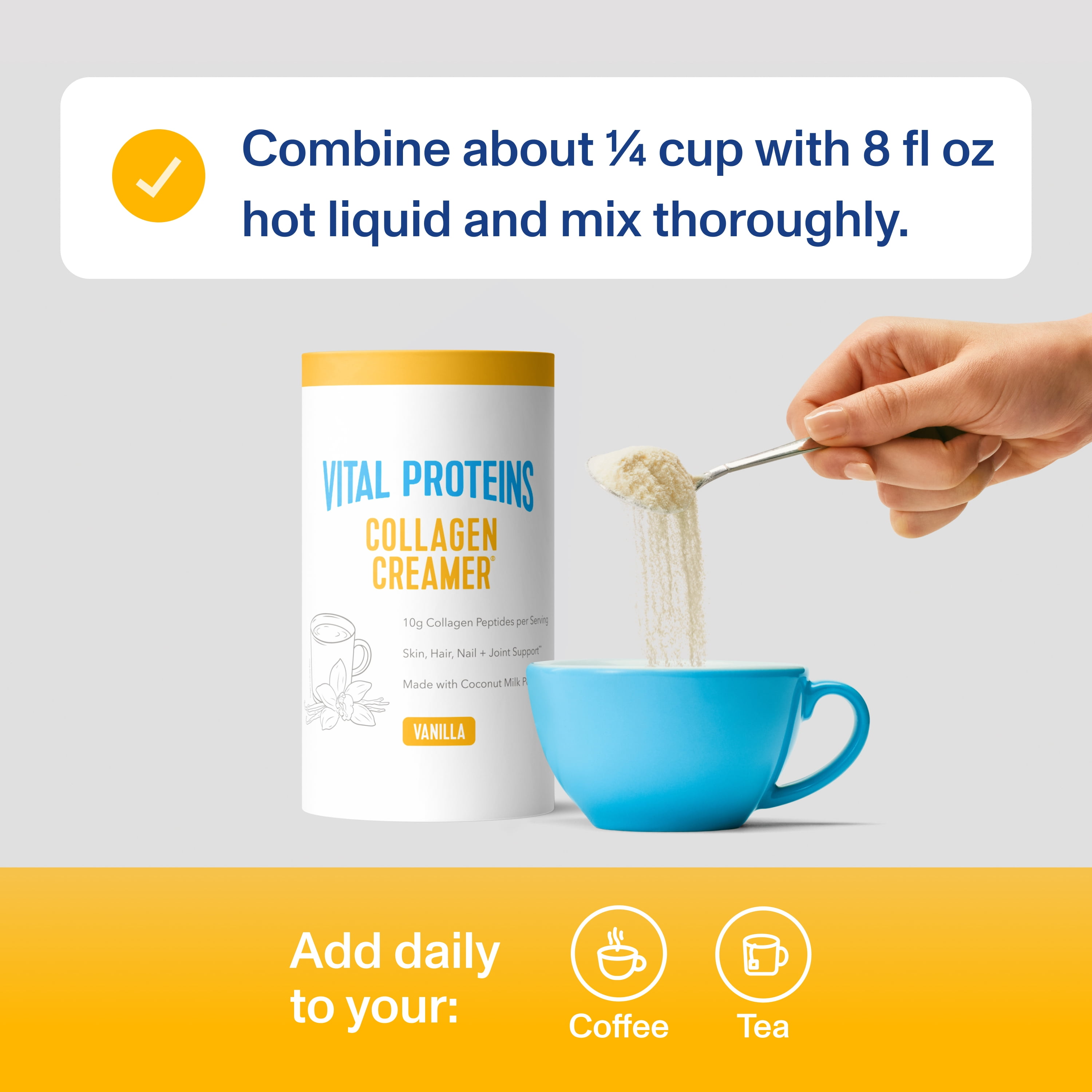 Vital Proteins Collagen Creamer made with Coconut Milk - 10g Collagen for Skin, Nail & Joint Support, Vanilla, 10.6 oz