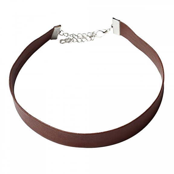 DESIGNICE Women's Simple Style Punk Faux Leather Collar Choker Necklace Jewelry Faux Leather Brown