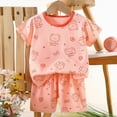 thumbnail image 2 of Girls Summer Clothes Size 1t 2t 3t 4t 5t 6t Cartoon Print Short Sleeve Tops Shorts 2 Piece Outfit Sets Gym Sports Kids Clothing, 2 of 4