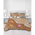 thumbnail image 2 of Quilts Full Size Bedding Set, Coastal Beach Lightweight Quilted Comforter, Summer Ocean Sea Waves Starfish Teal Beige Soft Reversible Bedspread Coverlet with Pillow Covers for All Season, 78" x 90", 2 of 7