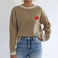 thumbnail image 5 of Rutainlusire Womens Trendy Loose Comfy Crew Neck Sweaters Women's Casual Heart Printing Round Neck Fashion Long Sleeved Pullover Sweater Top, 5 of 6