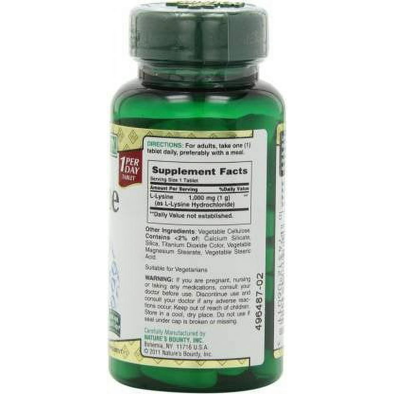 Nature's Bounty L-Lysine 1000 mg, 60 Tablets