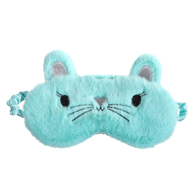 Miangastore Light Green Eye Masks Fluffy Cat Design Sleep Eyeshade Lightweight Comfortable Night Blindfold for Work Naps Sleeping