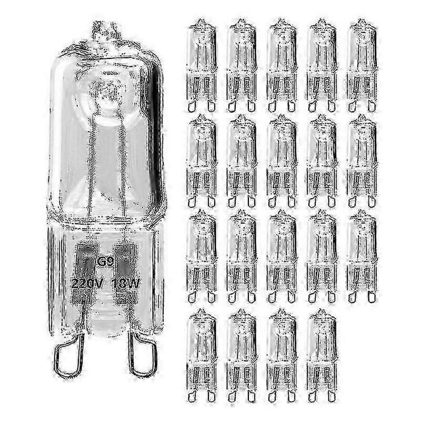 G9 Halogen Bulbs Dimmable 18W-60W 20-Pack Transparent Light Bulbs for Ceiling Fixtures