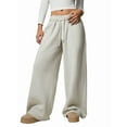 thumbnail image 1 of Pantalones Deportivos de Pierna para Mujer, Holgados, con Cordón, de Cintura Alta y Bolsillos Gris XS, 1 of 9