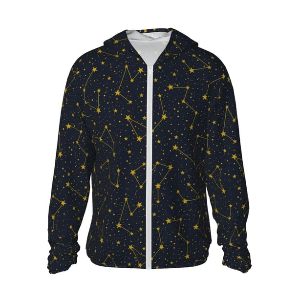 Fotbe Constellation Chaqueta con Protección Solar UPF 50+ para Hombre y Mujer, Camisa con Capucha y Bolsillos-X-Large