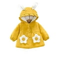 thumbnail image 1 of 2025 Winter Coats For Girls Fluffy Coat Long Sleeve Solid Color Fleece Sweater Coat With Yellow, 1 of 4