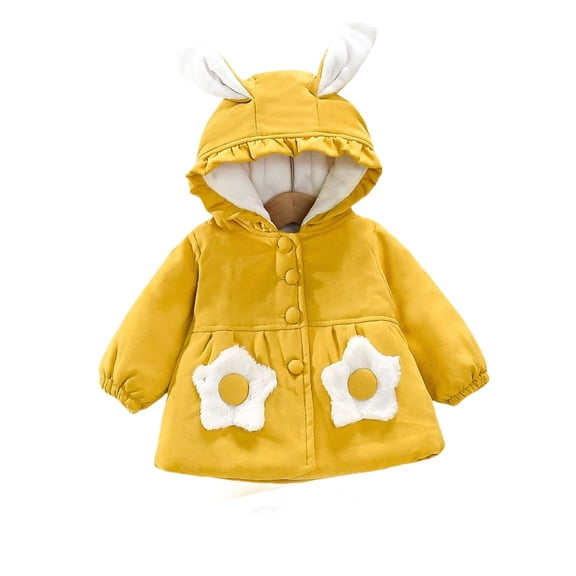 AherBiu Toddler Girls Clothes Winter Coats Ear Hooded Button down Thermal Warm Comfy Cotton Quilted Jackets