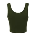 thumbnail image 3 of A2Y Women's Fitted Rayon Scoop Neck Sleeveless Crop Tank Top Olive S, 3 of 3