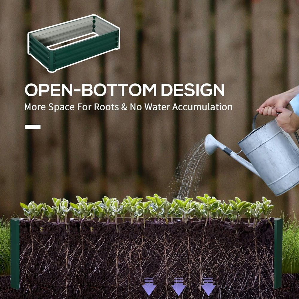 Spaco Galvanized Raised Garden Bed, 4' x 2' x 1' Metal Planter Box for Outdoor Growing Vegetables, Flowers, Herbs, Succulents, Green