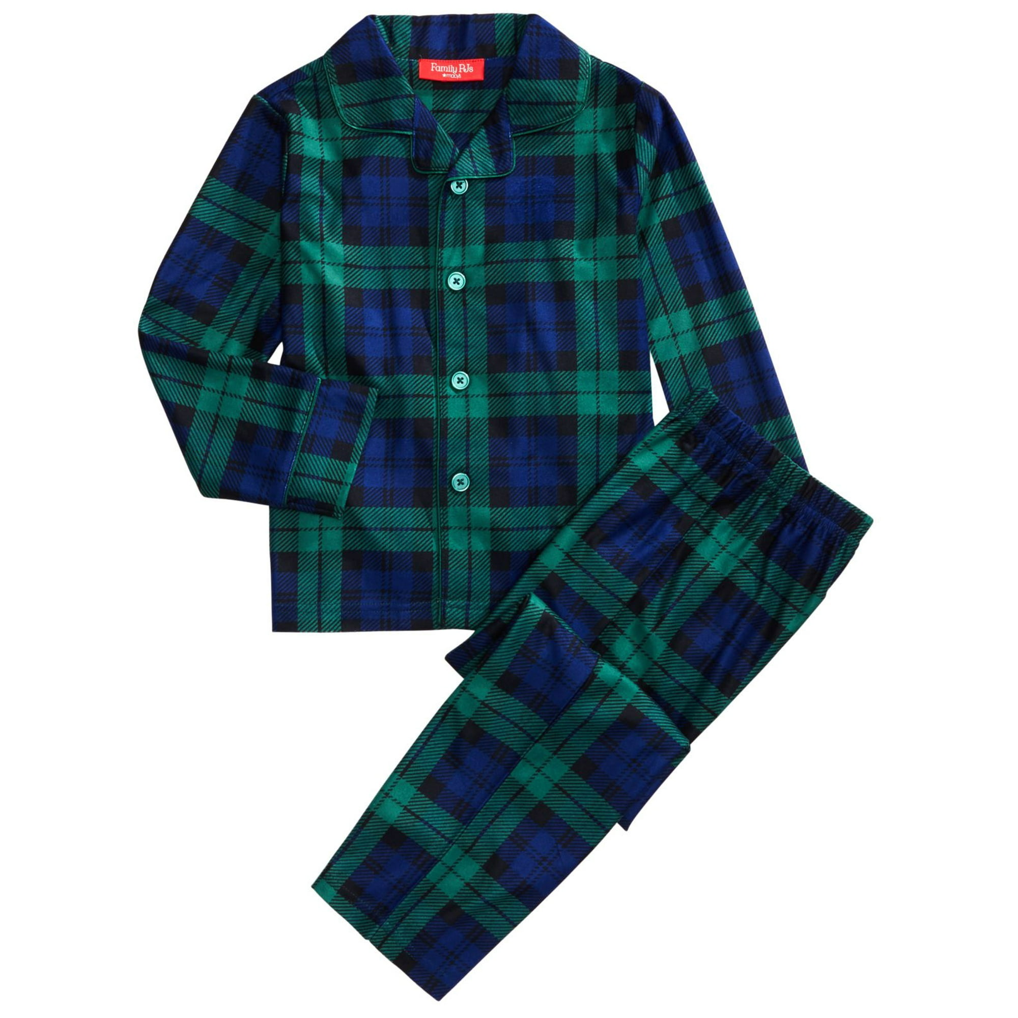 Family Pajamas Matching Kids Watch Plaid Pajama Set Black Green 14 16 Walmart