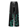 thumbnail image 6 of Women’s Summer Loose Wide Leg Floral Print Pants Elastic Waist Drawstring Trousers with Pockets for Casual Daily Wear Black L, 6 of 7