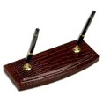 thumbnail image 1 of Dacasso A2004 Brown Crocodile Embossed Leather Double Pen Stand, 1 of 1