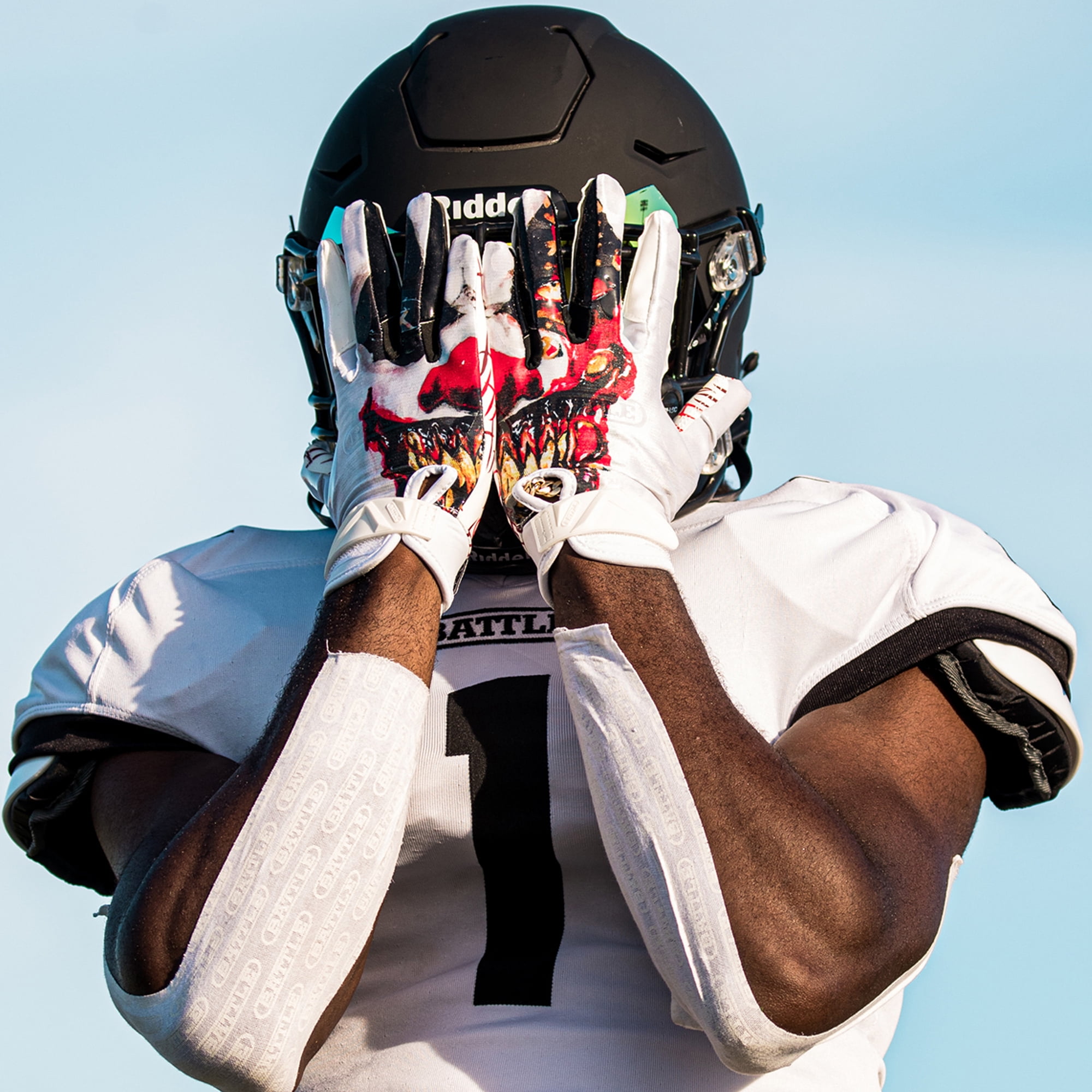 Battle Sports - "Krazy Klown" Battle Cloaked Adult Football Receiver Gloves- S