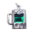 thumbnail image 1 of Sterling Silver 30" 1mm Box Chain Green Cubic Zirconia Mug Of Beer Pendant Necklace, 1 of 2